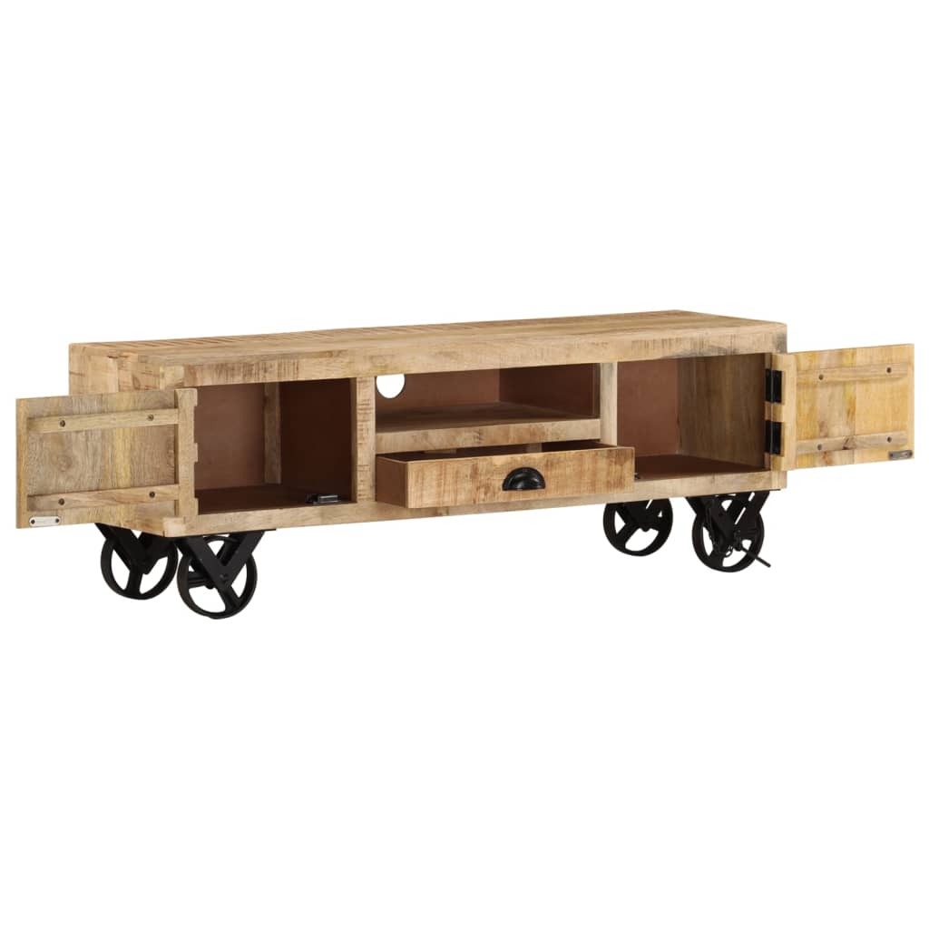 vidaXL TV-Schrank mit Rädern 110x30x37 cm Massivholz Mango