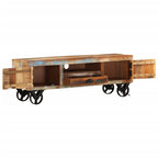 vidaXL TV-Schrank mit Rädern 110x30x37 cm Altholz Massiv