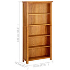vidaXL Bücherregal 5 Fächer 70x22x140 cm Massivholz Eiche