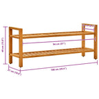 vidaXL Schuhregal mit 2 Etagen 100x27x40 cm Massivholz Eiche