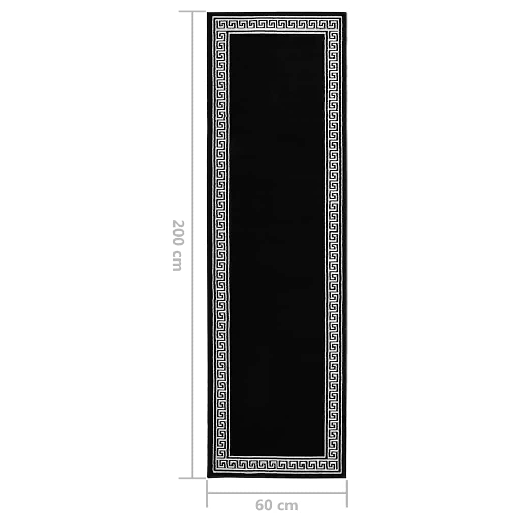 vidaXL Teppichläufer BCF Schwarz mit Motiv 60x200 cm