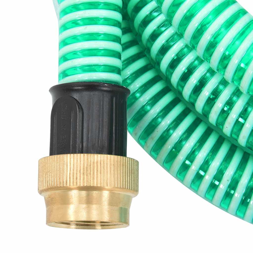 vidaXL Saugschlauch mit Messing-Anschlüssen Grün 1,1" 3 m PVC