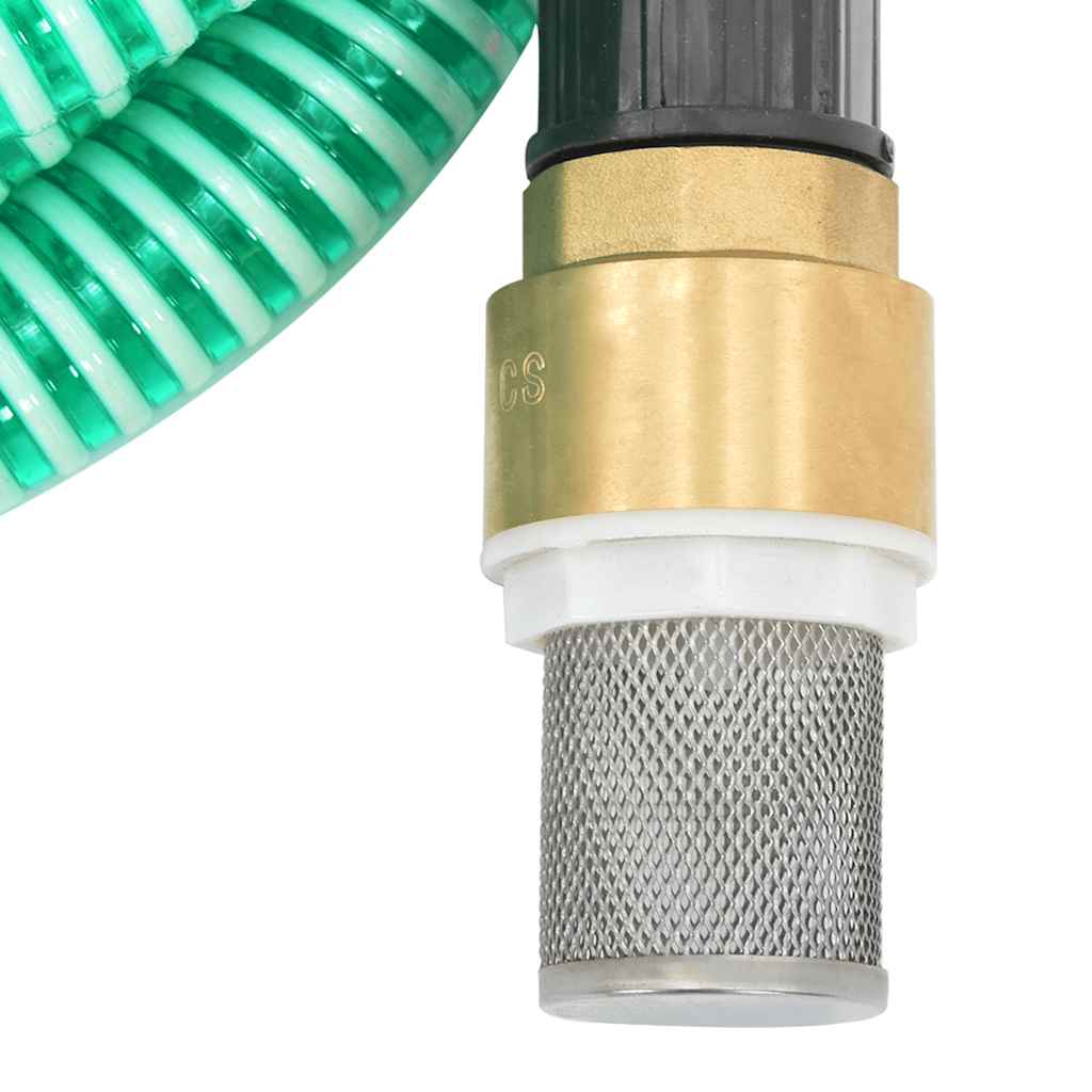 vidaXL Saugschlauch mit Messing-Anschlüssen Grün 1,1" 3 m PVC