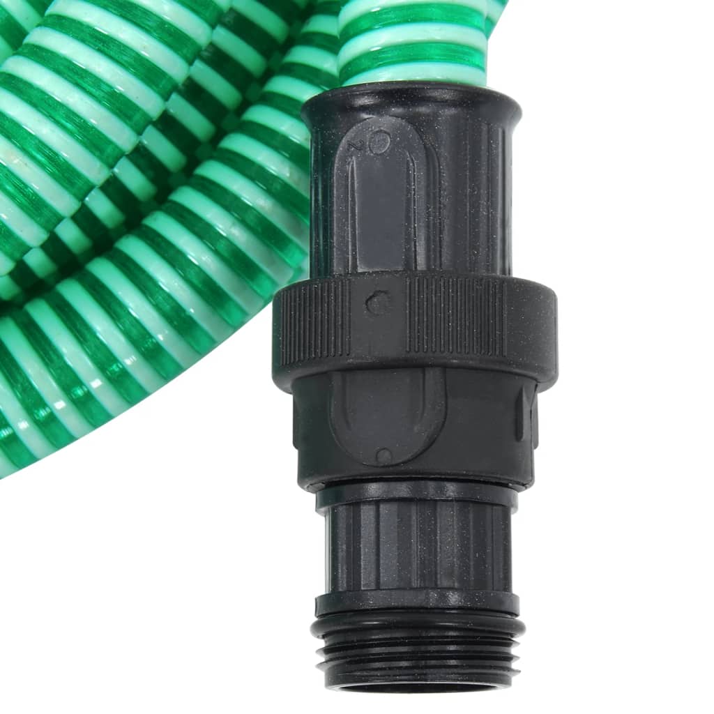 vidaXL Saugschlauch mit PVC-Anschlüssen Grün 1" 4 m PVC