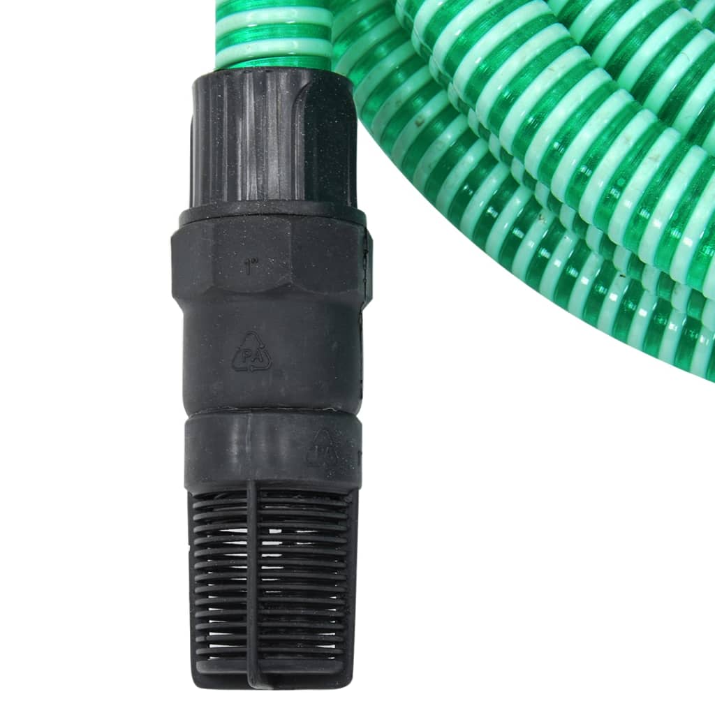 vidaXL Saugschlauch mit PVC-Anschlüssen Grün 1" 4 m PVC