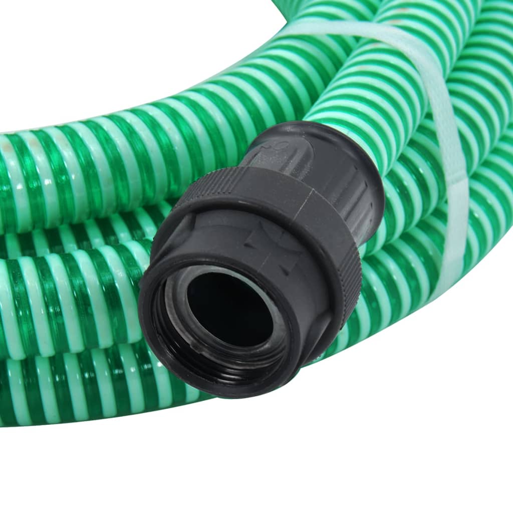 vidaXL Saugschlauch mit PVC-Anschlüssen Grün 1" 4 m PVC