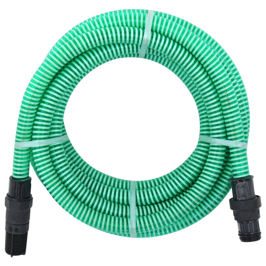 vidaXL Saugschlauch mit PVC-Anschlüssen Grün 1" 4 m PVC