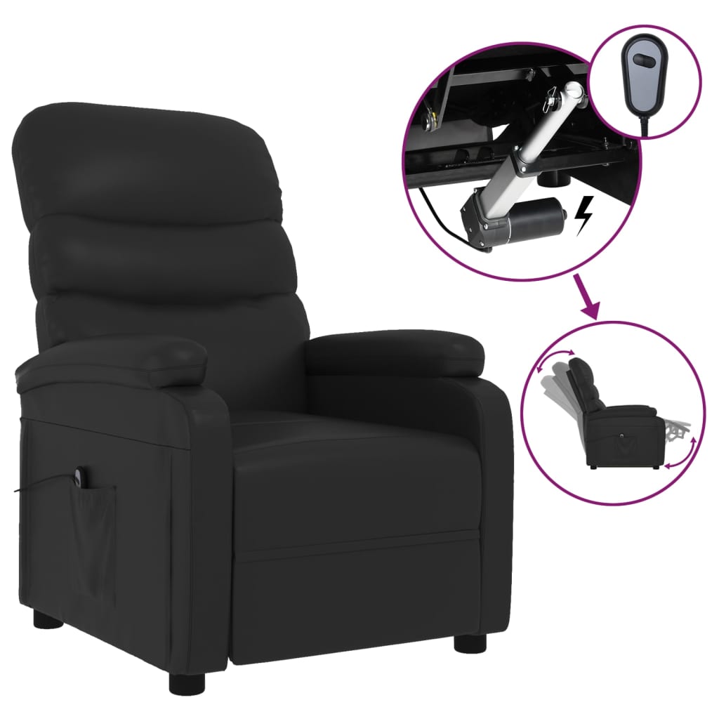 vidaXL Relaxsessel Elektrisch Schwarz Kunstleder