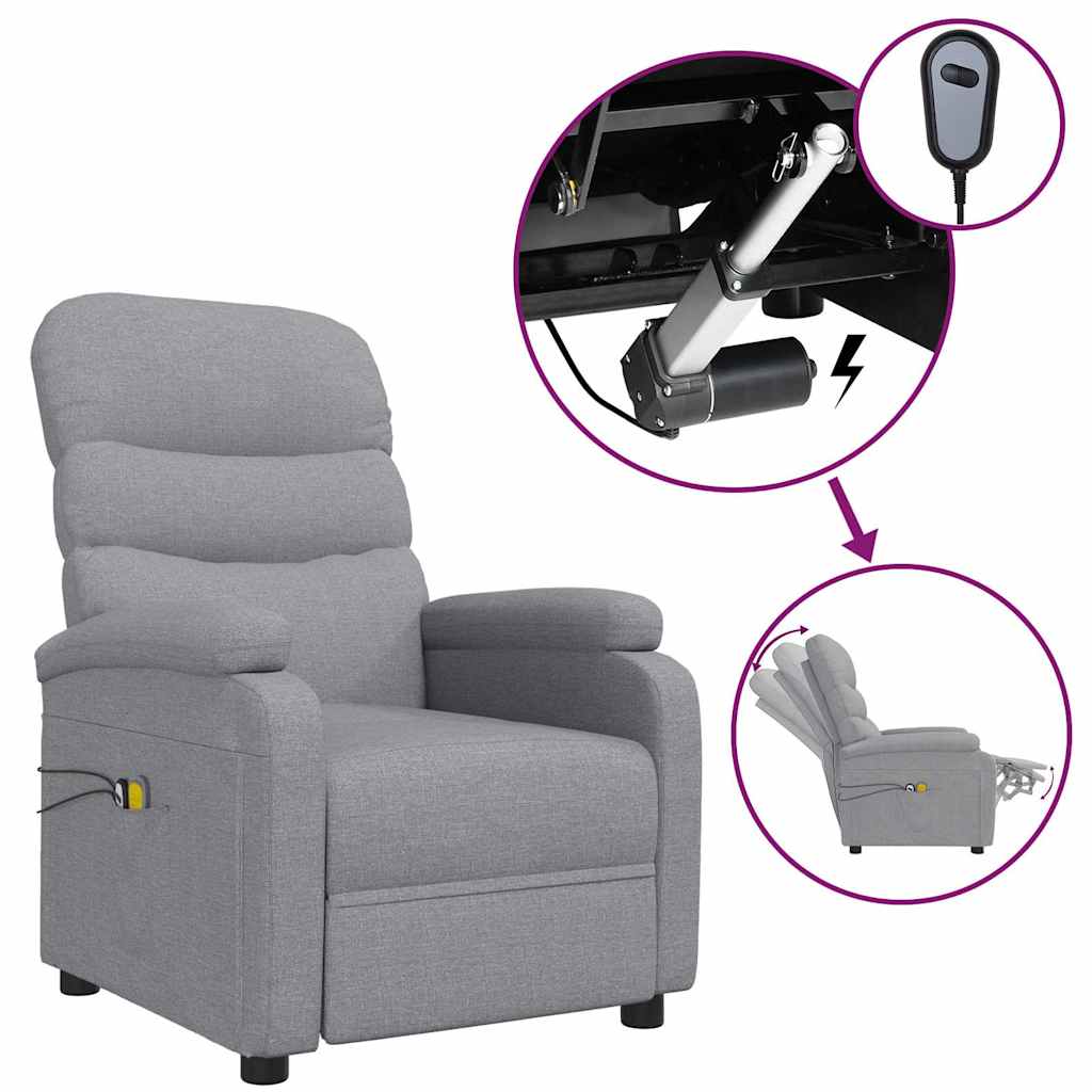 vidaXL Massagesessel Elektrisch Hellgrau Stoff