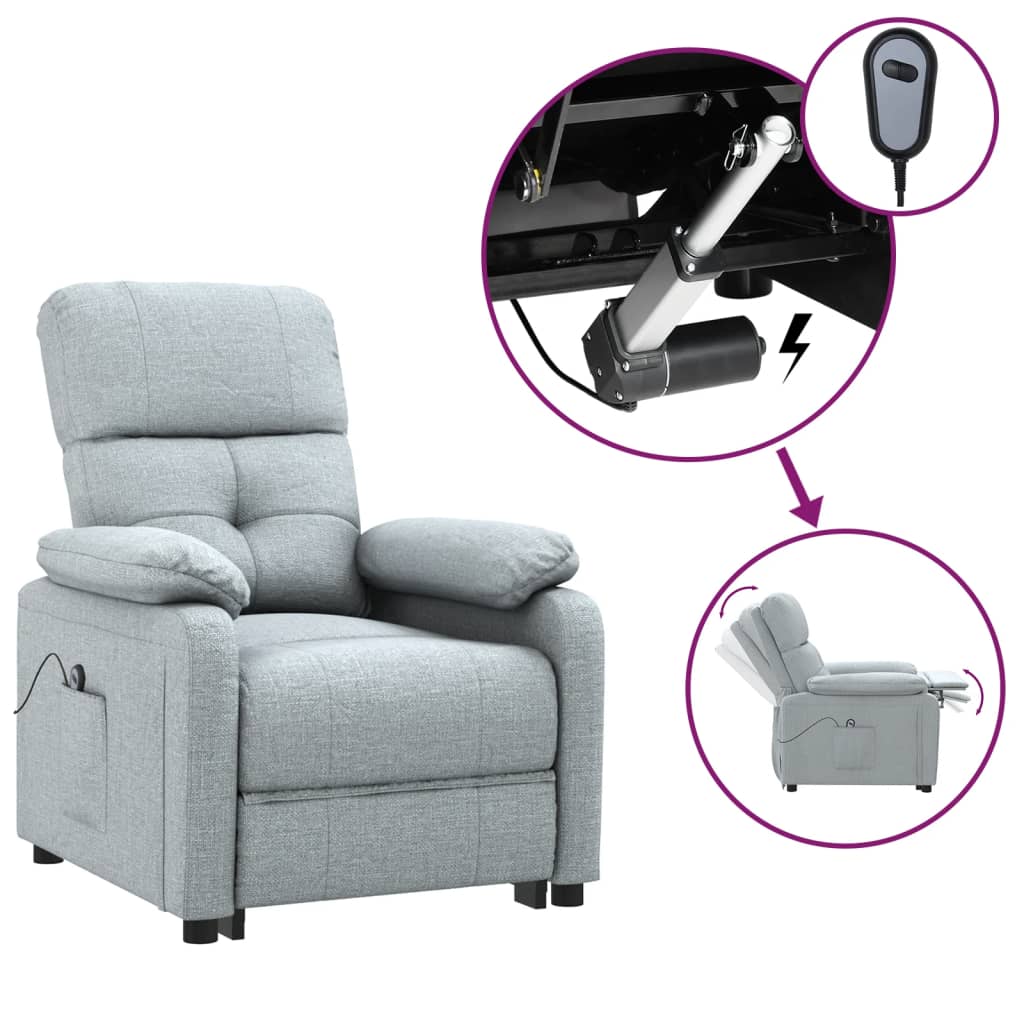 vidaXL Relaxsessel Elektrisch Hellgrau Stoff