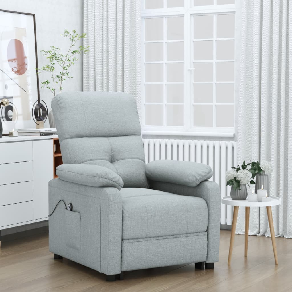 vidaXL Relaxsessel Elektrisch Hellgrau Stoff