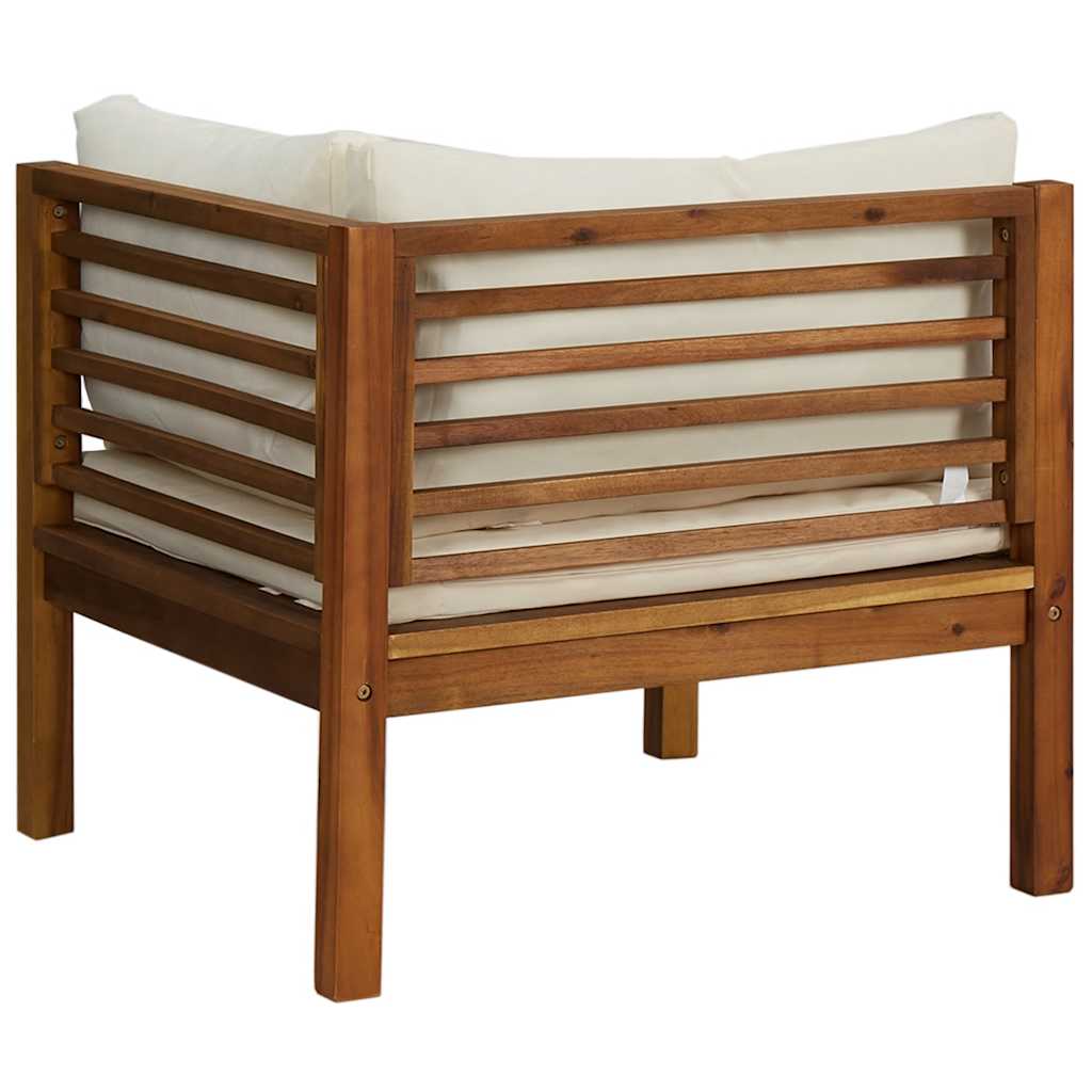 vidaXL Ecksofas 2 Stk. mit Cremeweißen Kissen Massivholz Akazie