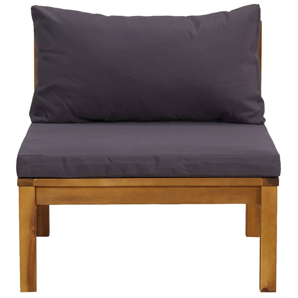 vidaXL 3-tlg. Garten-Lounge-Set mit Dunkelgrauen Kissen Akazienholz