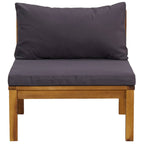 vidaXL 3-tlg. Garten-Lounge-Set mit Dunkelgrauen Kissen Akazienholz