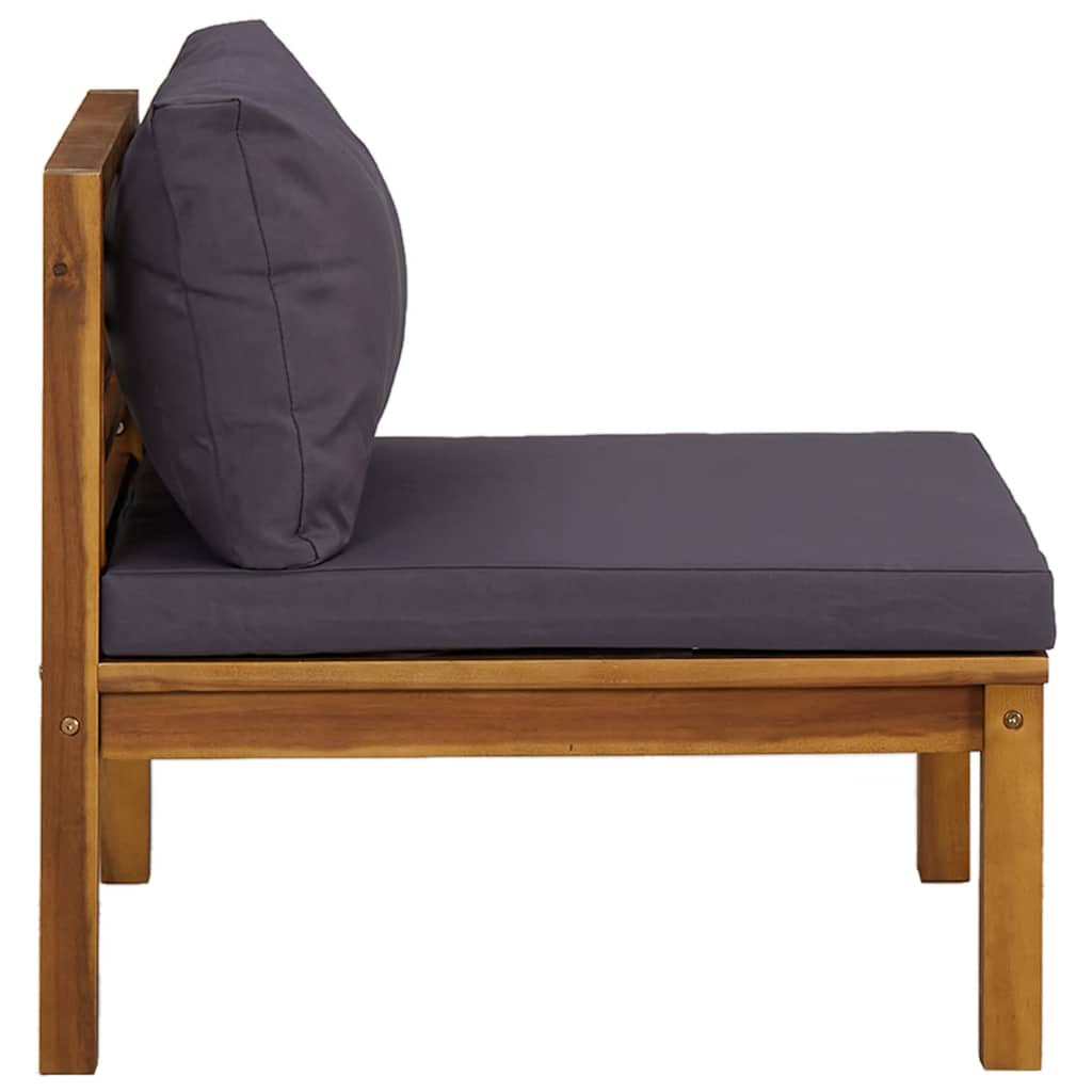 vidaXL 3-tlg. Garten-Lounge-Set mit Dunkelgrauen Kissen Akazienholz