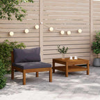 vidaXL 2-tlg. Garten-Sofagarnitur mit Dunkelgrauen Kissen Akazienholz