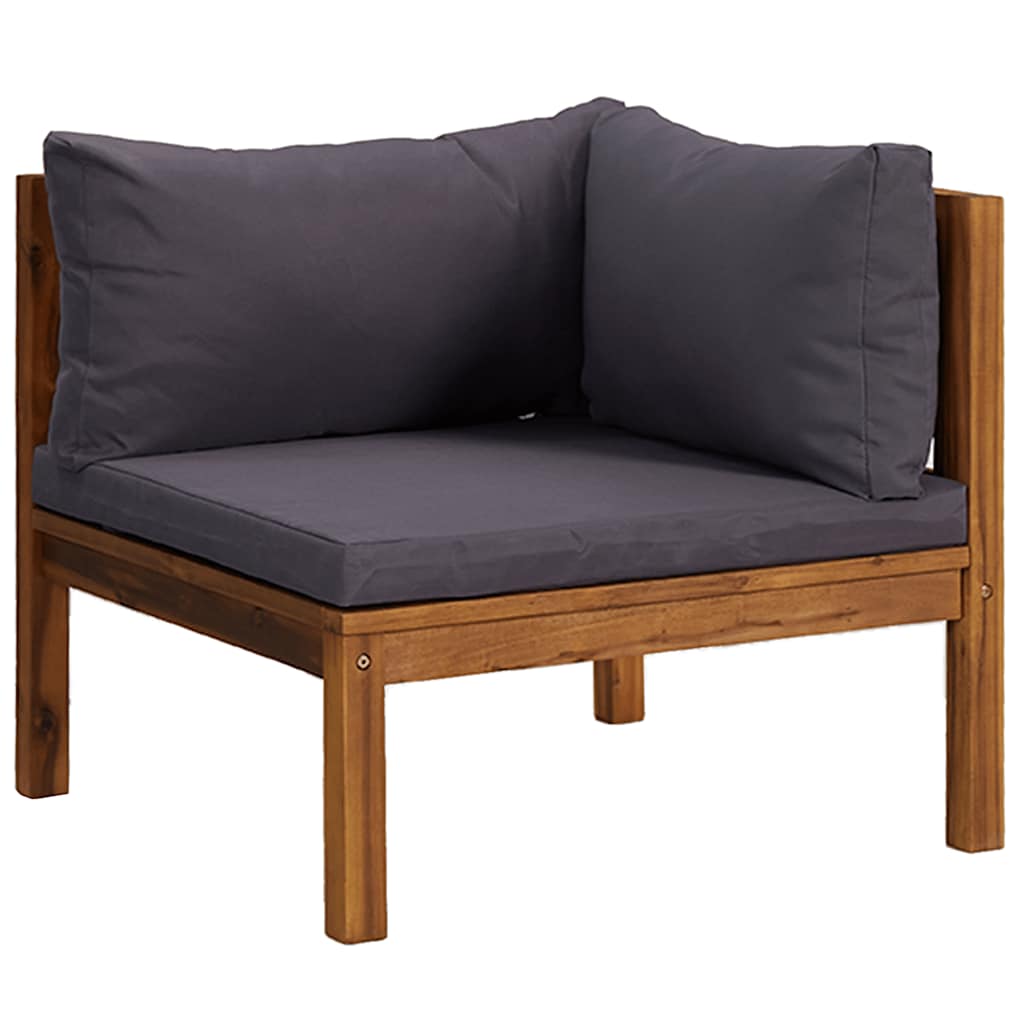 vidaXL Modulares Ecksofa mit Dunkelgrauen Kissen Massivholz Akazie