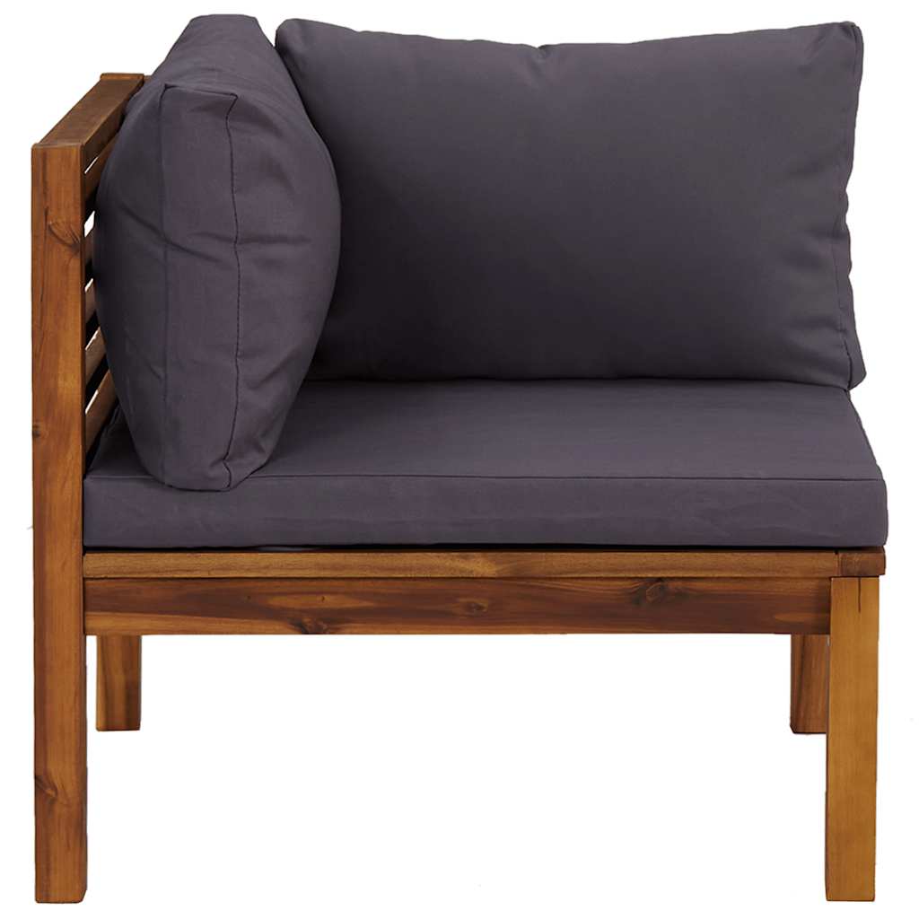 vidaXL Modulares Ecksofa mit Dunkelgrauen Kissen Massivholz Akazie