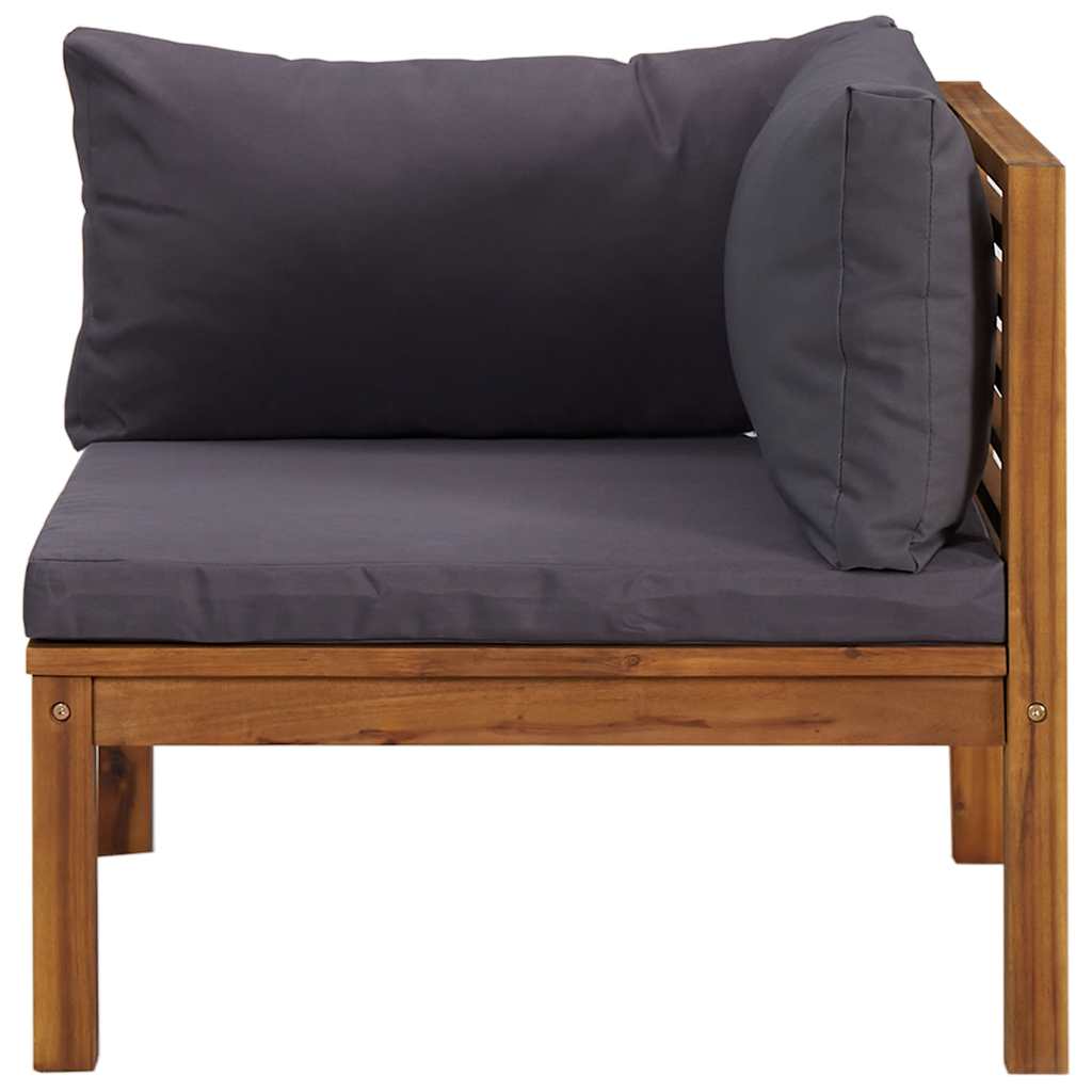 vidaXL Modulares Ecksofa mit Dunkelgrauen Kissen Massivholz Akazie