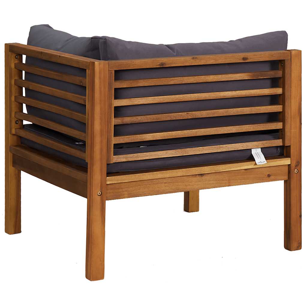 vidaXL Modulares Ecksofa mit Dunkelgrauen Kissen Massivholz Akazie