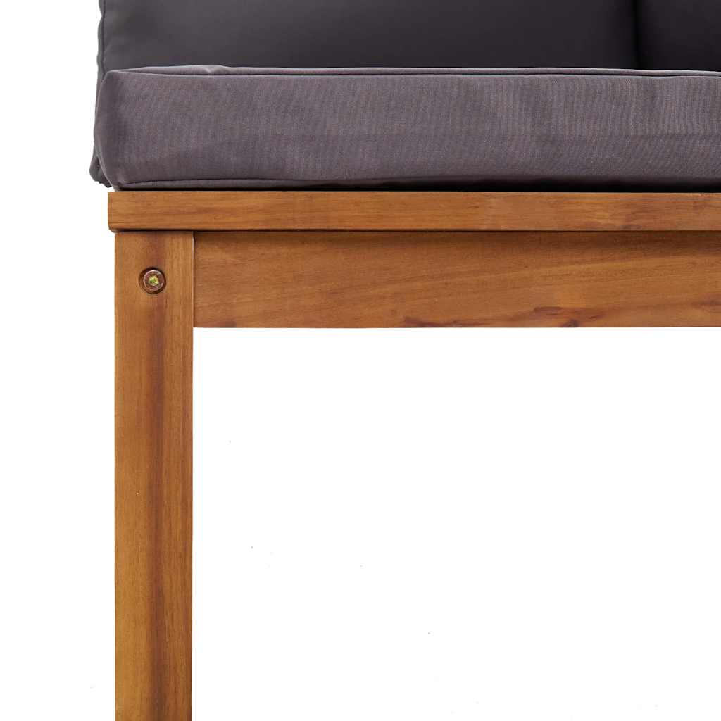 vidaXL Modulares Ecksofa mit Dunkelgrauen Kissen Massivholz Akazie