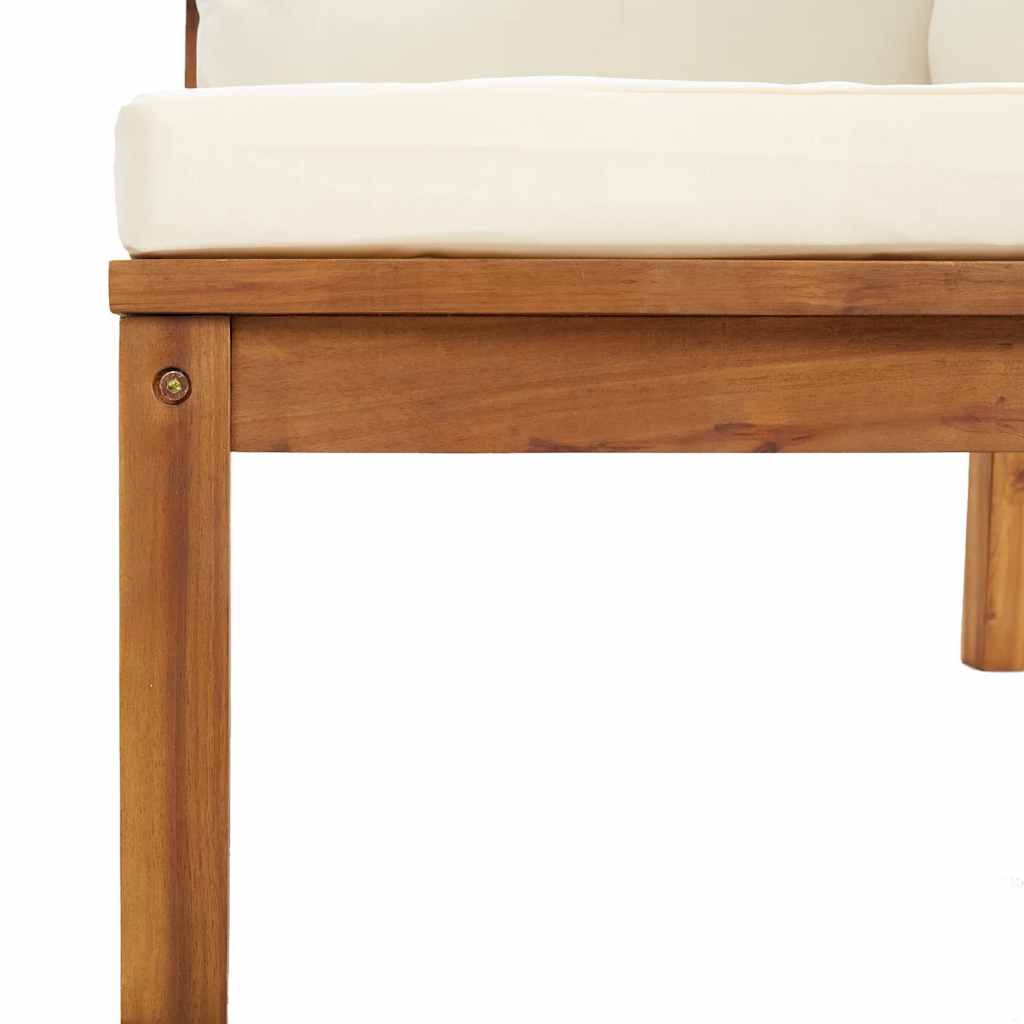 vidaXL Modulares Ecksofa mit Cremeweißen Kissen Akazienholz