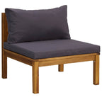 vidaXL Modulares Mittelsofa mit Dunkelgrauen Kissen Massivholz Akazie