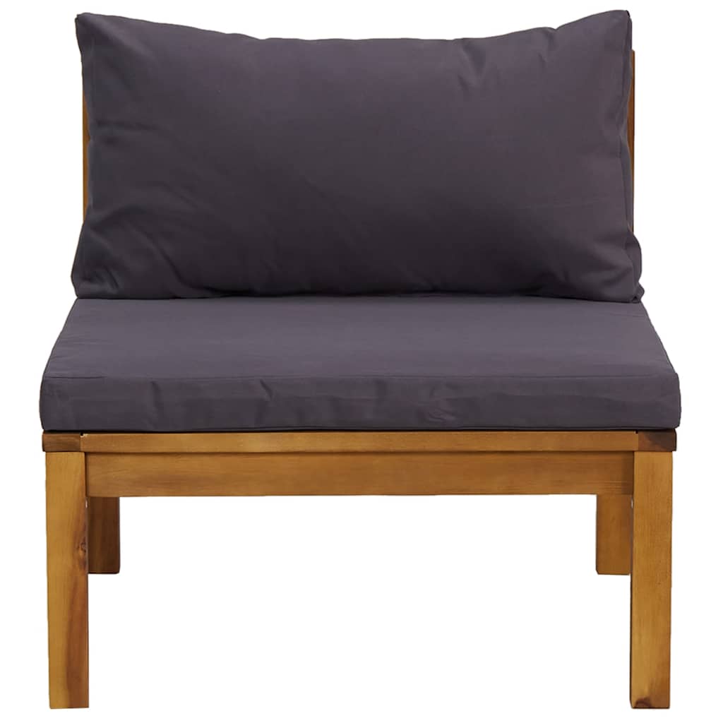 vidaXL Modulares Mittelsofa mit Dunkelgrauen Kissen Massivholz Akazie