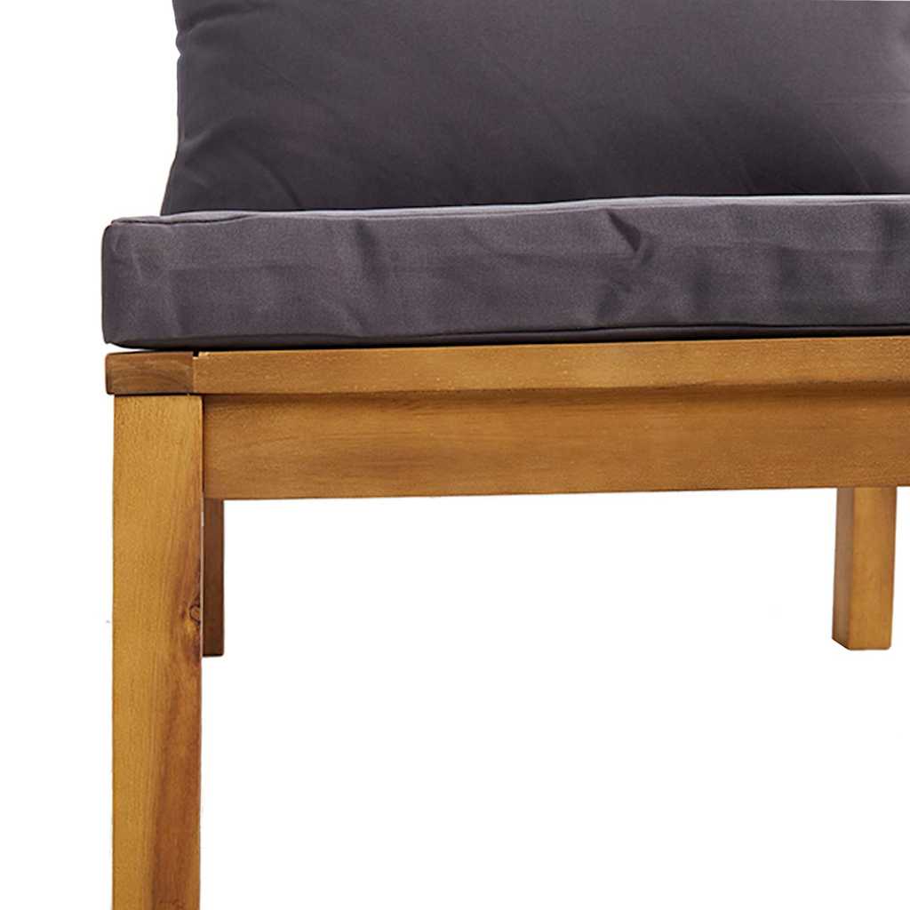 vidaXL Modulares Mittelsofa mit Dunkelgrauen Kissen Massivholz Akazie