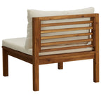 vidaXL Modulares Mittelsofa mit Cremeweißen Kissen Akazienholz
