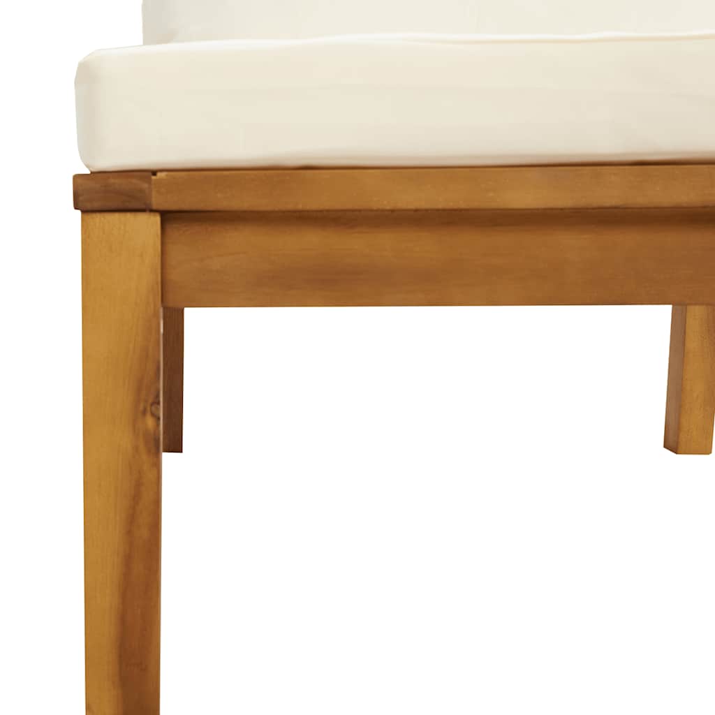 vidaXL Modulares Mittelsofa mit Cremeweißen Kissen Akazienholz