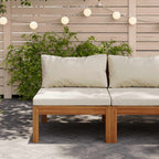 vidaXL Modulares Mittelsofa mit Cremeweißen Kissen Akazienholz