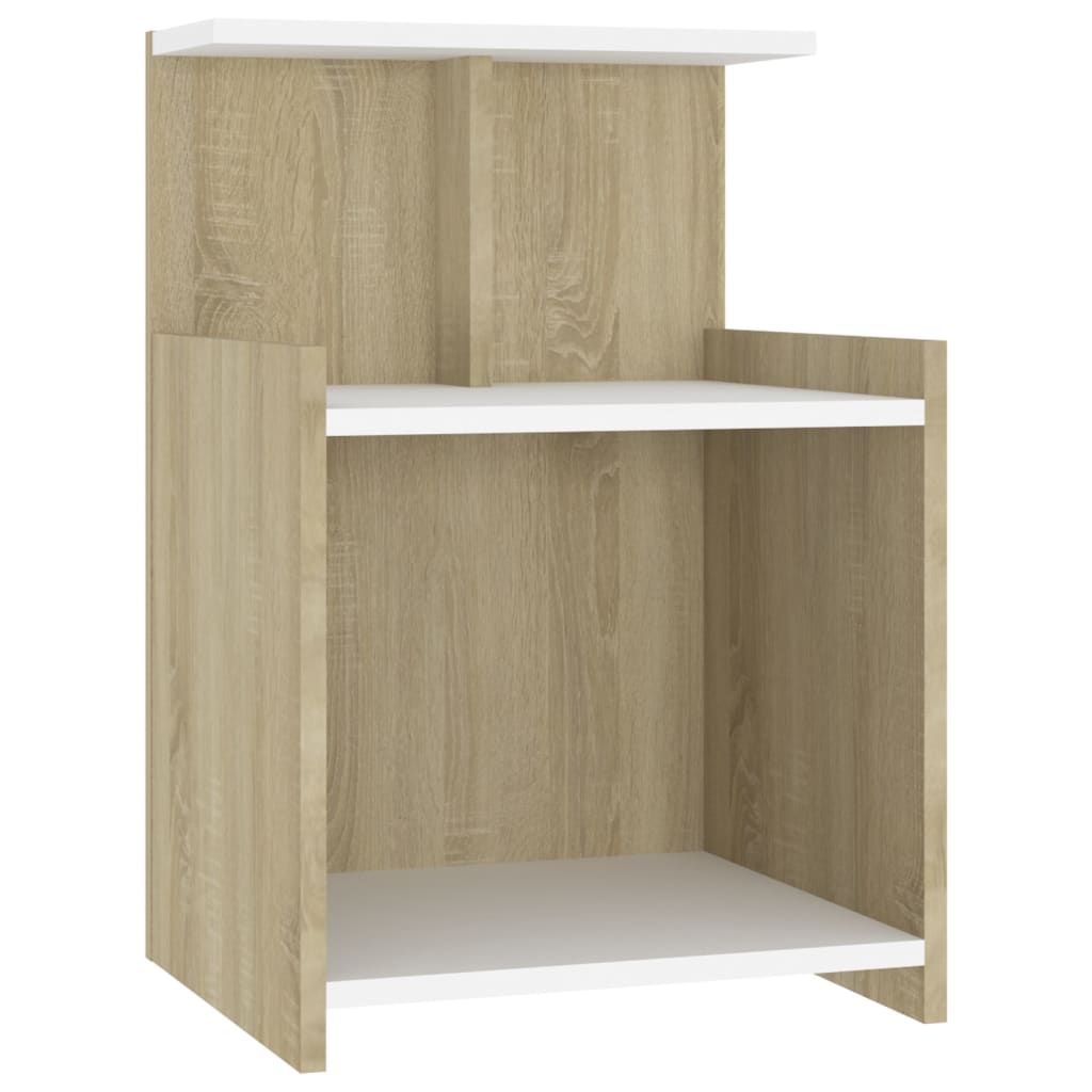 vidaXL Nachttisch Weiß und Sonoma-Eiche 40x35x60 cm Holzwerkstoff