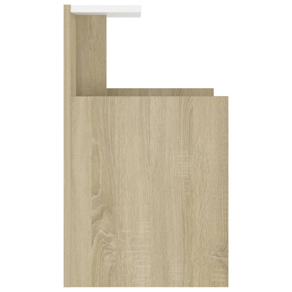 vidaXL Nachttisch Weiß und Sonoma-Eiche 40x35x60 cm Holzwerkstoff