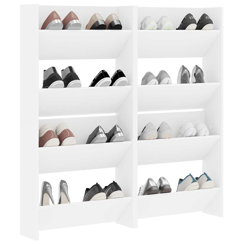 vidaXL Wand-Schuhschränke 4 Stk. Weiß 60x18x60 cm Holzwerkstoff