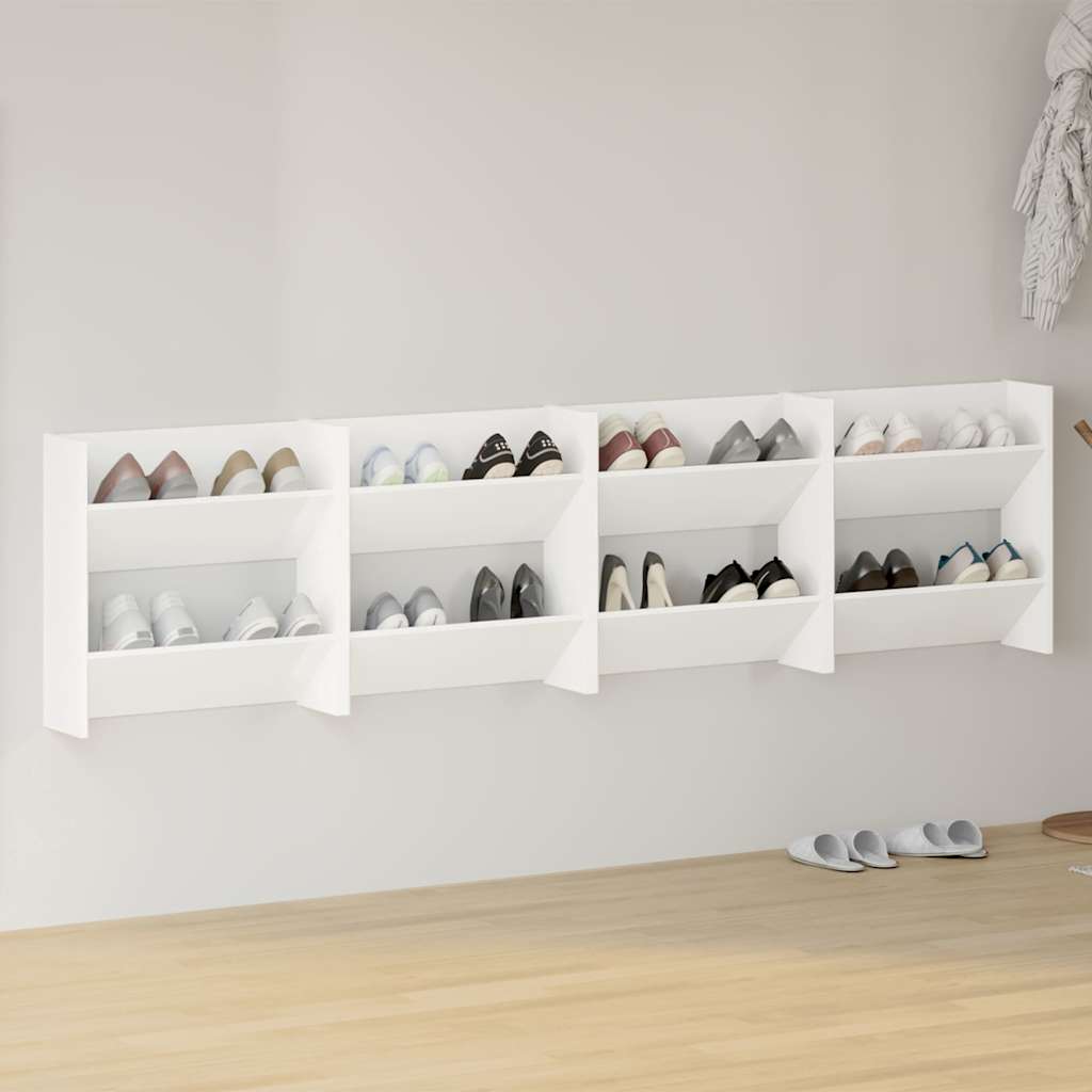 vidaXL Wand-Schuhschränke 4 Stk. Weiß 60x18x60 cm Holzwerkstoff