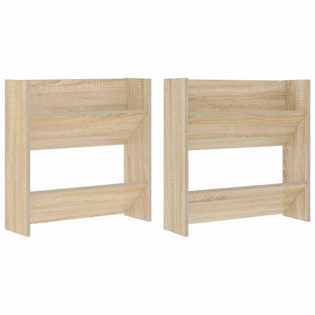 vidaXL Wand-Schuhschränke 2 Stk. Sonoma-Eiche 60x18x60cm Holzwerkstoff