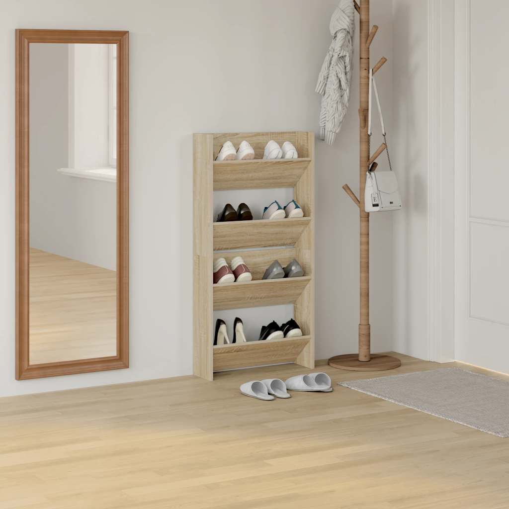 vidaXL Wand-Schuhschränke 2 Stk. Sonoma-Eiche 60x18x60cm Holzwerkstoff