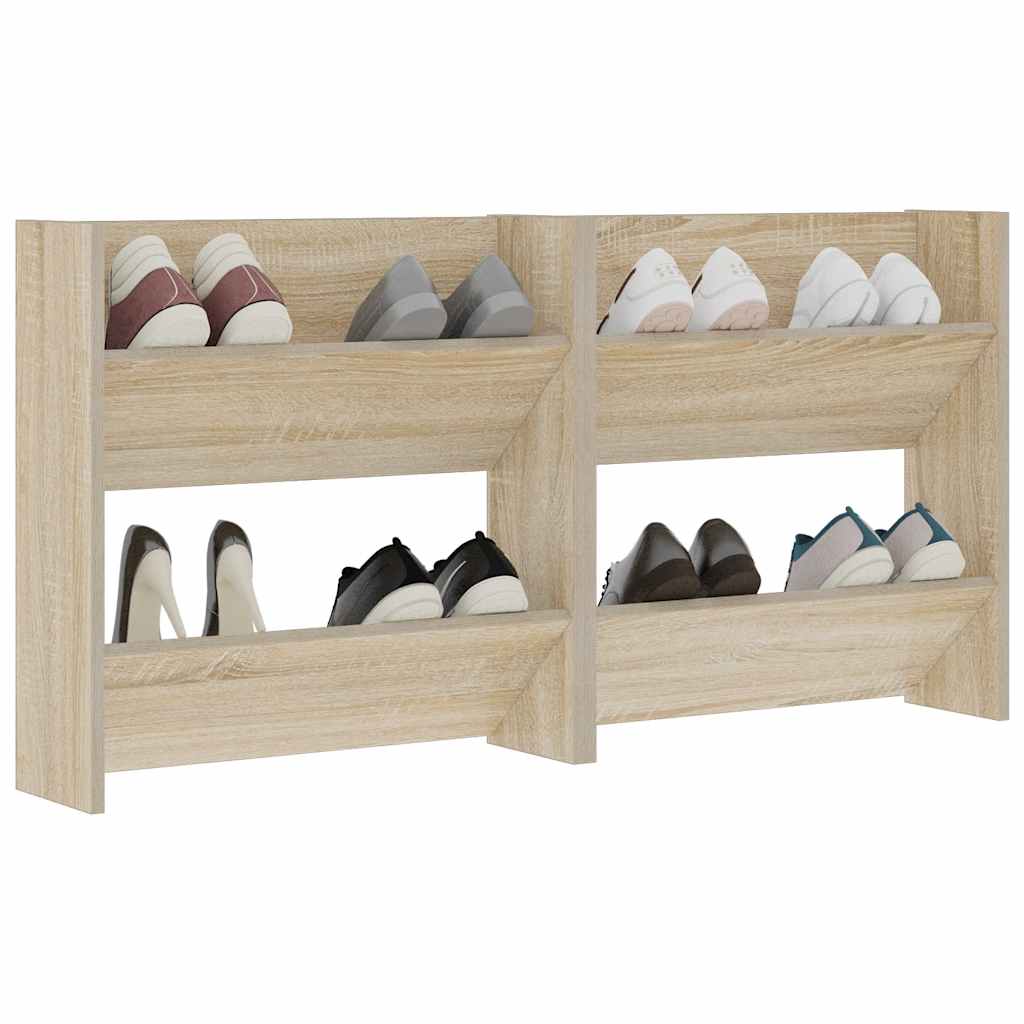 vidaXL Wand-Schuhschränke 2 Stk. Sonoma-Eiche 60x18x60cm Holzwerkstoff