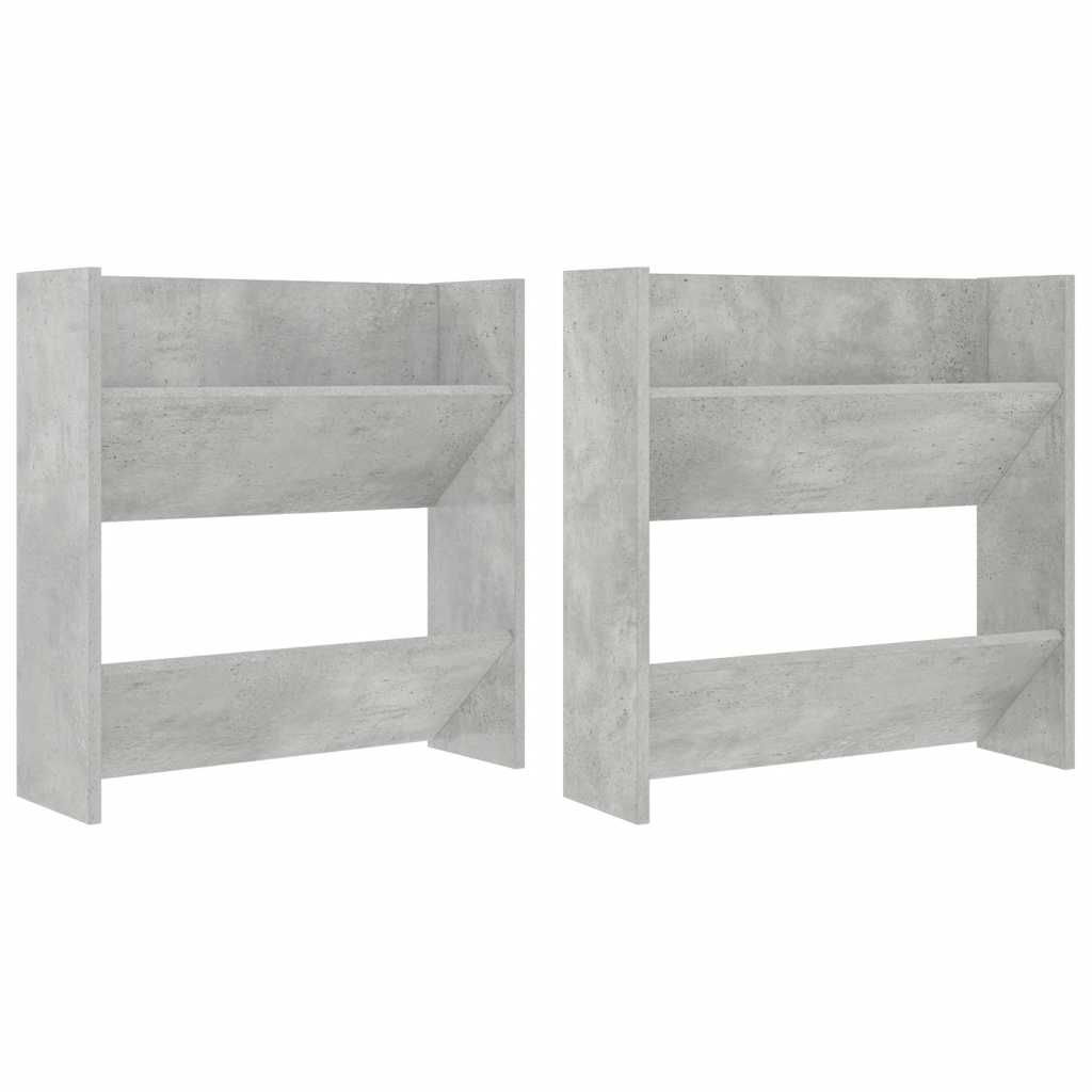 vidaXL Wand-Schuhschränke 2 Stk. Betongrau 60x18x60 cm Holzwerkstoff