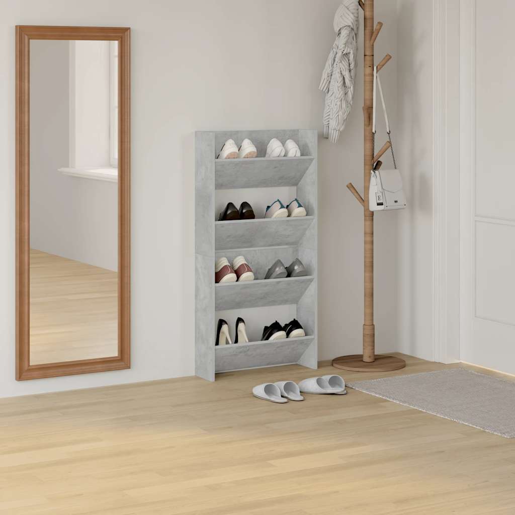 vidaXL Wand-Schuhschränke 2 Stk. Betongrau 60x18x60 cm Holzwerkstoff