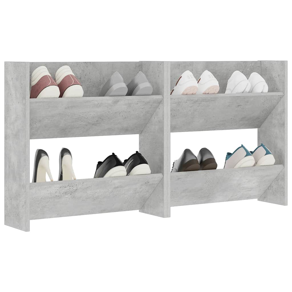 vidaXL Wand-Schuhschränke 2 Stk. Betongrau 60x18x60 cm Holzwerkstoff