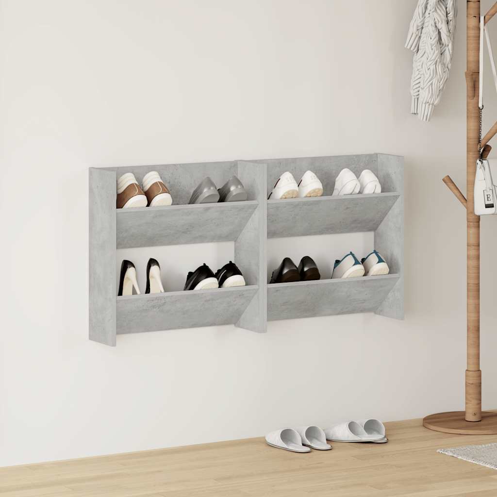 vidaXL Wand-Schuhschränke 2 Stk. Betongrau 60x18x60 cm Holzwerkstoff