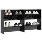 vidaXL Wand-Schuhschränke 2 Stk. Hochglanz-Schwarz 60x18x60 cm