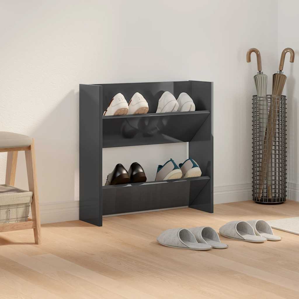vidaXL Wand-Schuhschrank Hochglanz-Grau 60x18x60 cm Holzwerkstoff