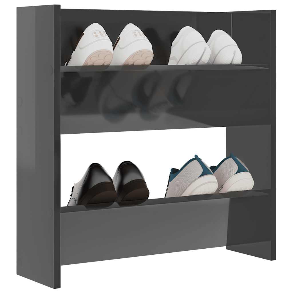 vidaXL Wand-Schuhschrank Hochglanz-Grau 60x18x60 cm Holzwerkstoff