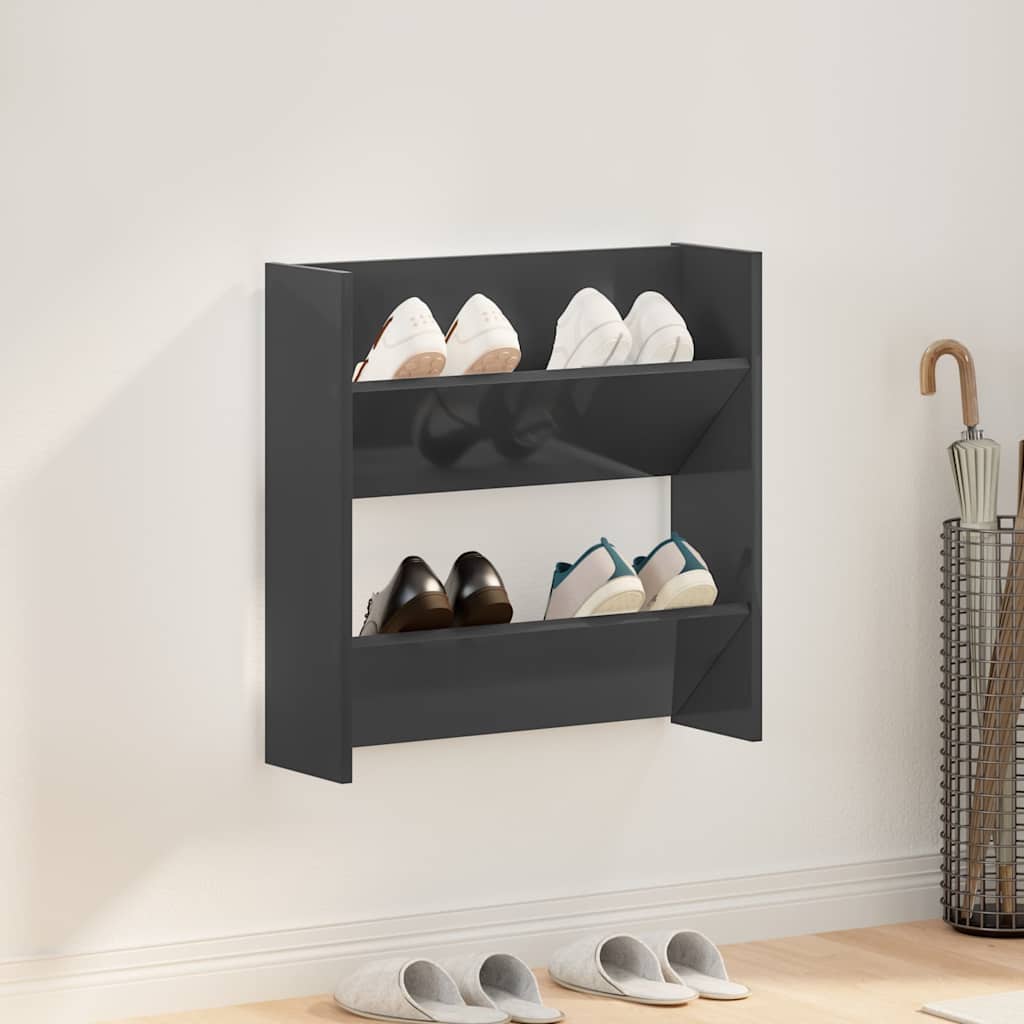 vidaXL Wand-Schuhschrank Hochglanz-Grau 60x18x60 cm Holzwerkstoff