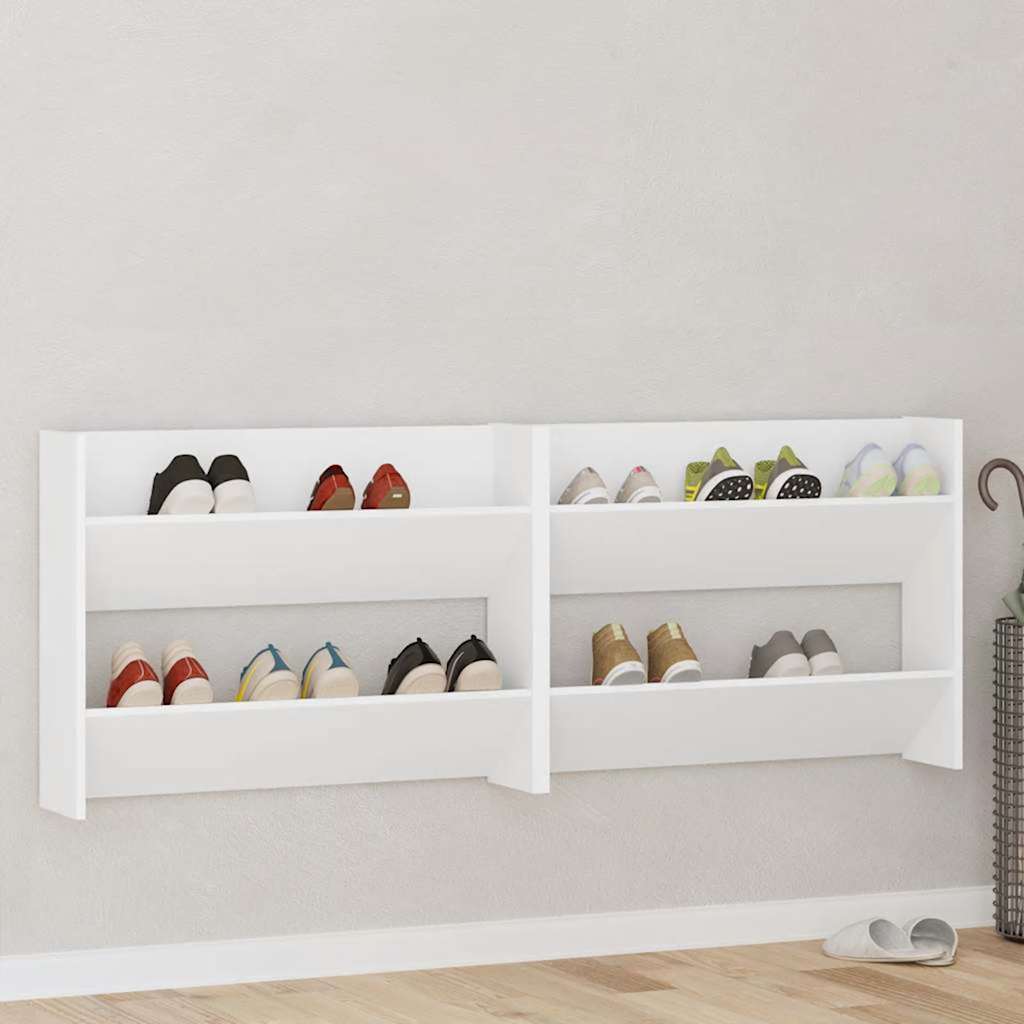vidaXL Wand-Schuhschränke 2 Stk. Weiß 80x18x60 cm Holzwerkstoff