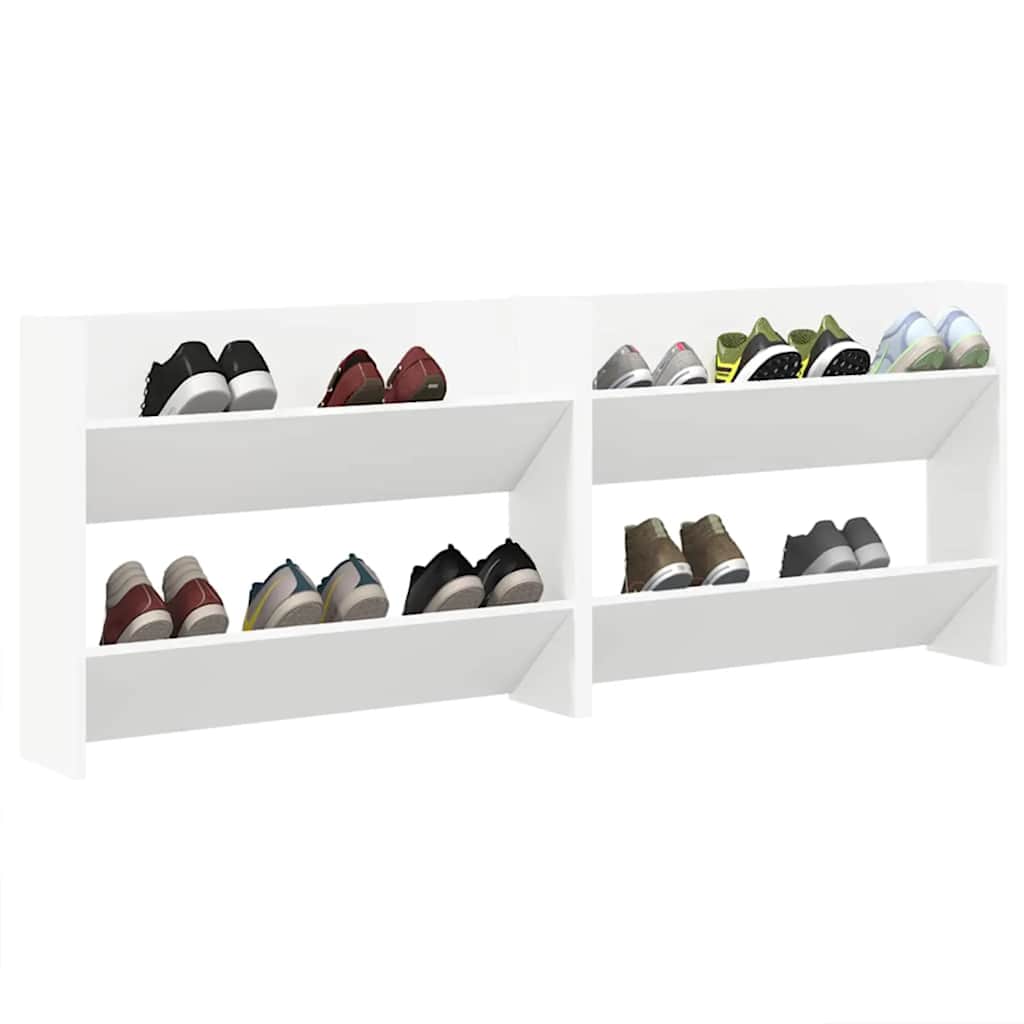 vidaXL Wand-Schuhschränke 2 Stk. Weiß 80x18x60 cm Holzwerkstoff