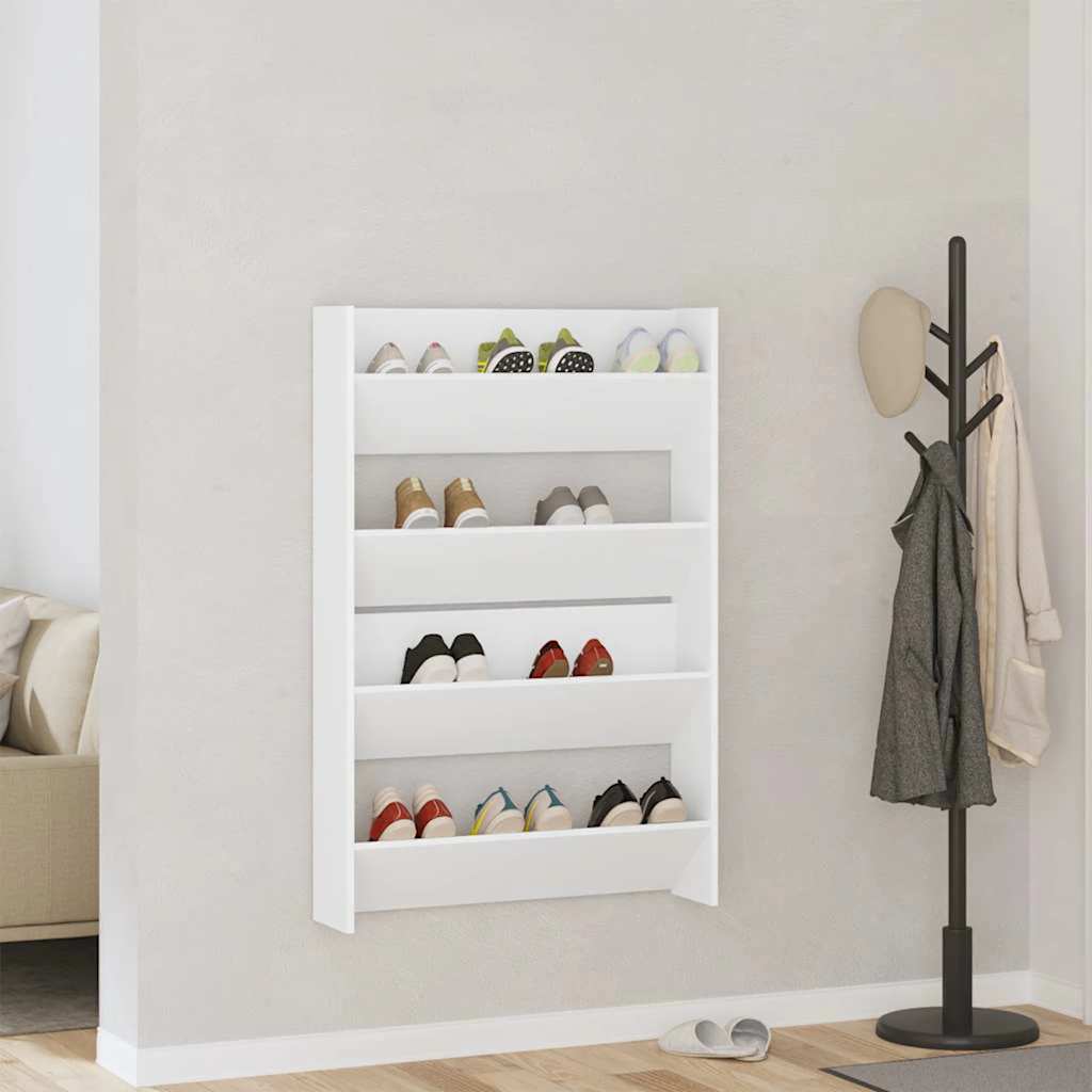 vidaXL Wand-Schuhschränke 2 Stk. Weiß 80x18x60 cm Holzwerkstoff
